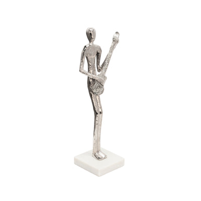15 GUITAR MUSICIAN ON MARBLE BASE, SILVER