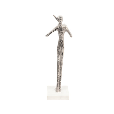 15 GUITAR MUSICIAN ON MARBLE BASE, SILVER