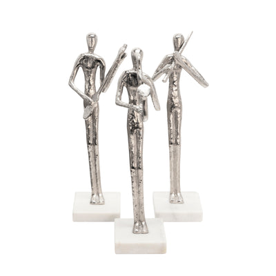 15 GUITAR MUSICIAN ON MARBLE BASE, SILVER