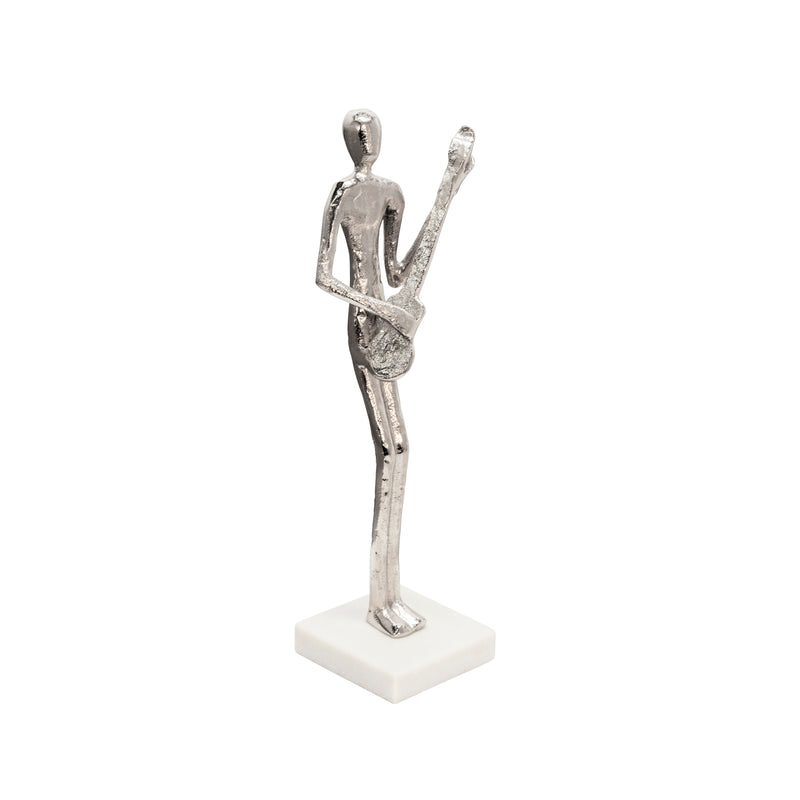 15 GUITAR MUSICIAN ON MARBLE BASE, SILVER