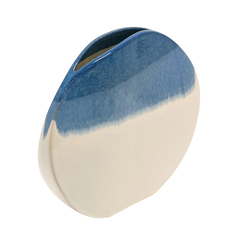 13 ROUND 3-TONE VASE, WHITE/NAVY