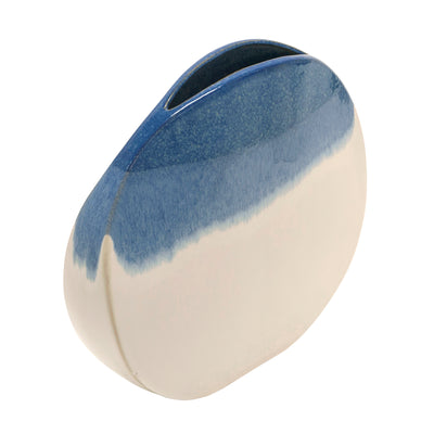 13 ROUND 3-TONE VASE, WHITE/NAVY