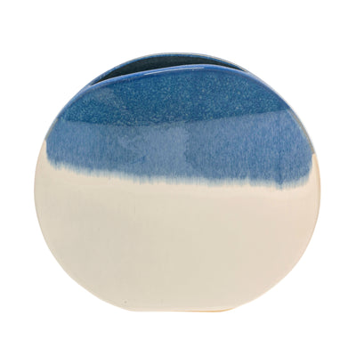 13 ROUND 3-TONE VASE, WHITE/NAVY