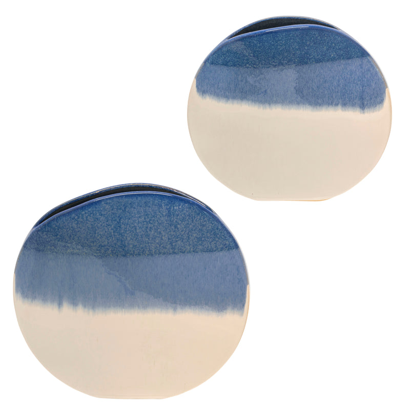 13 ROUND 3-TONE VASE, WHITE/NAVY