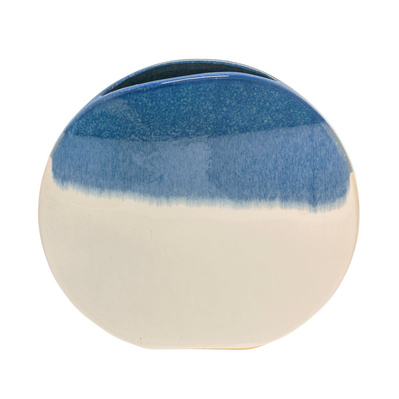 13 ROUND 3-TONE VASE, WHITE/NAVY