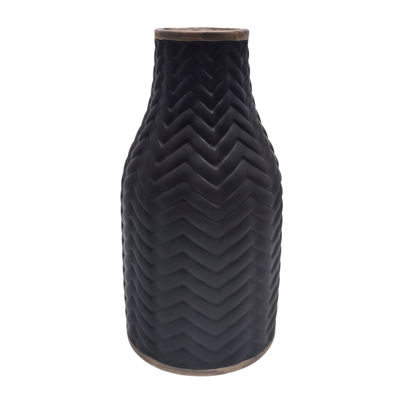 10" Chevron Vase, Black