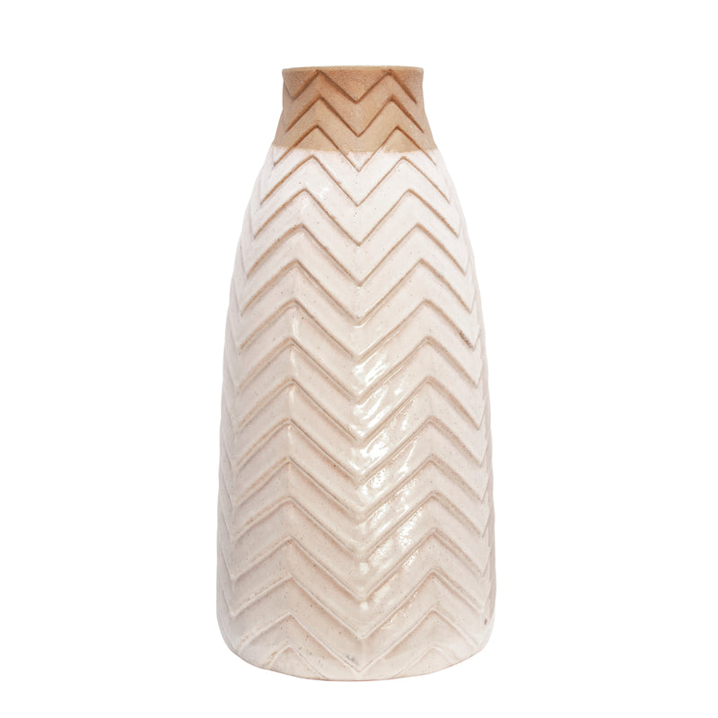 18 CHEVRON VASE, IVORY