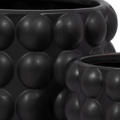 S/2 6/8 BUBBLE PLANTERS, MATTE BLACK