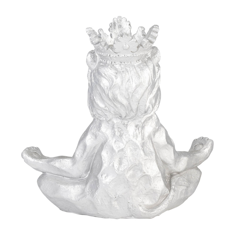 RESIN 7 YOGA LION W/ CROWN, SILVER