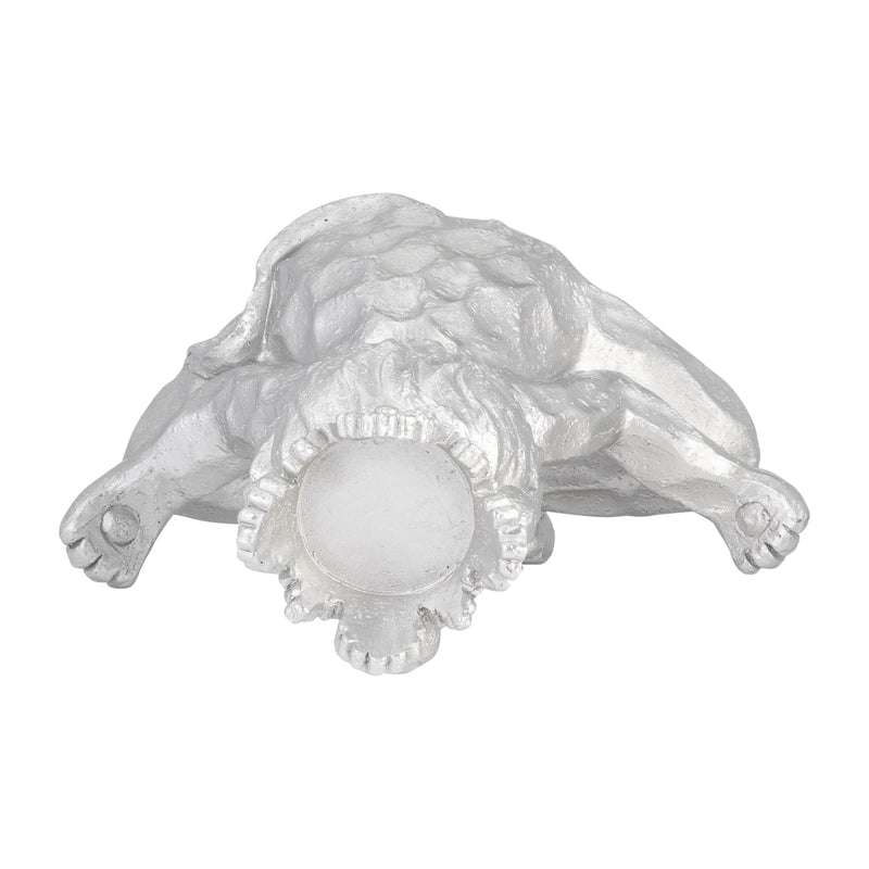 RESIN 7 YOGA LION W/ CROWN, SILVER