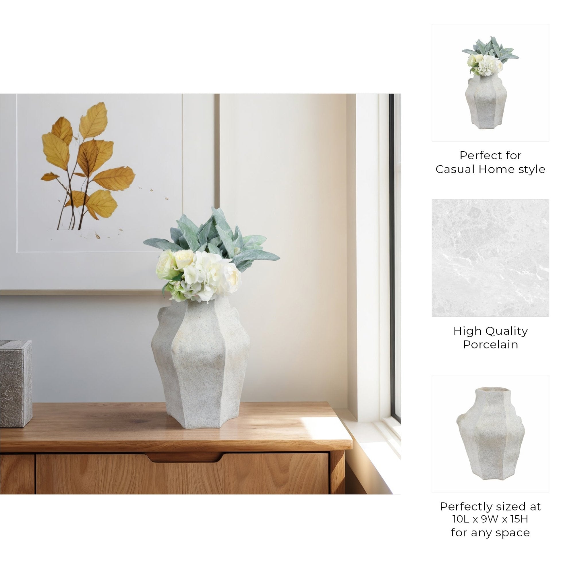 15"DELRIO SMALL PORCELAIN VASE, GRAY Vases and Jars| Sagebrook Home