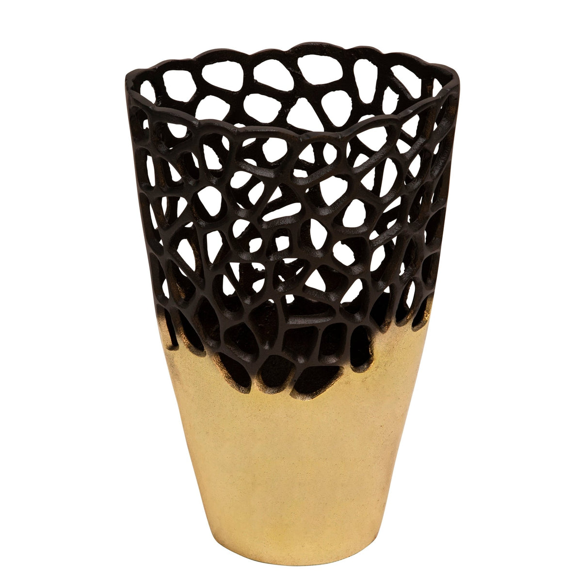 15"H CUT-OUT VASE, BLACK/GOLD Vases and Jars| Sagebrook Home