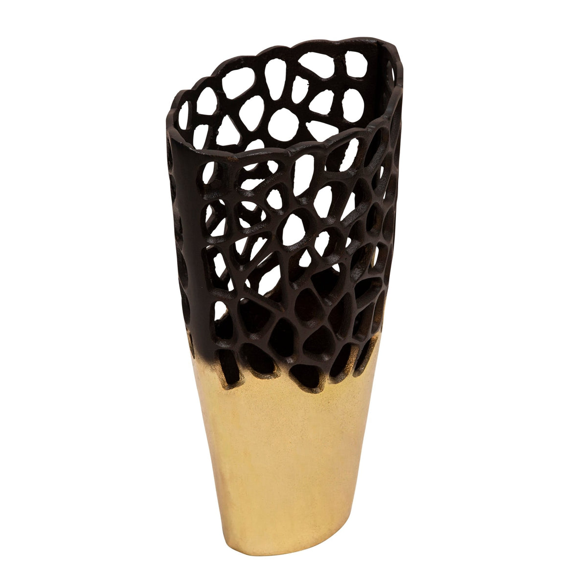 15"H CUT-OUT VASE, BLACK/GOLD Vases and Jars| Sagebrook Home