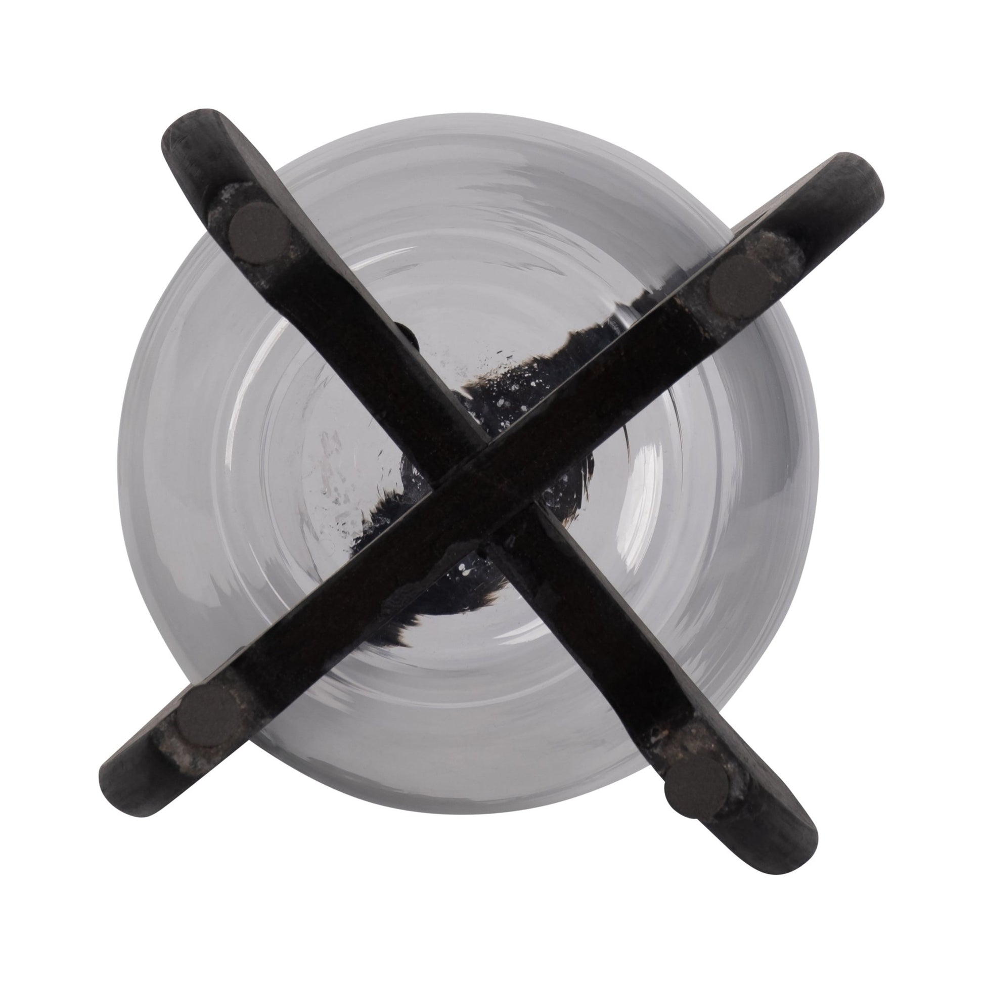 15"H GLASS LANTERN W/ WOOD HANDLE, BLACK Candle Holders| Sagebrook Home