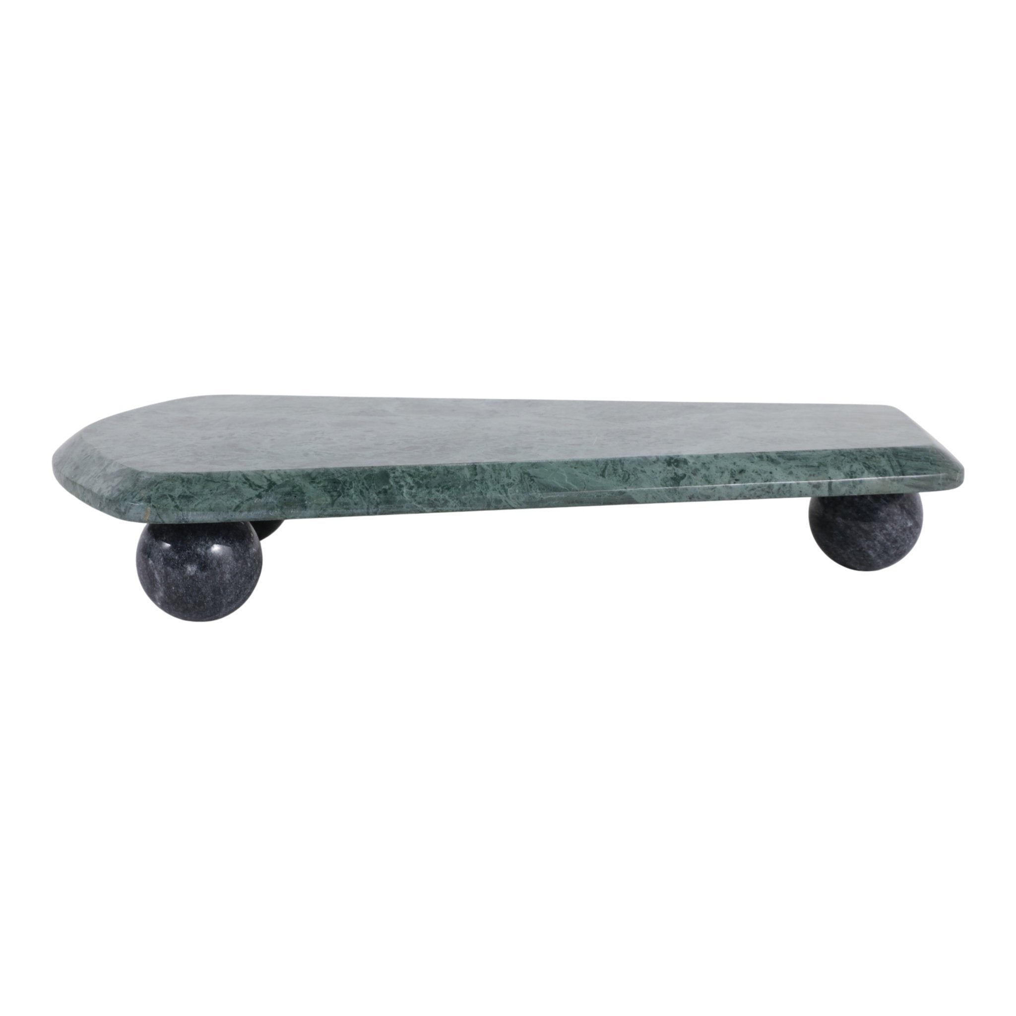 15x8" Modern Marble Tray On Ball Feet, Green/black Tray| Sagebrook Home
