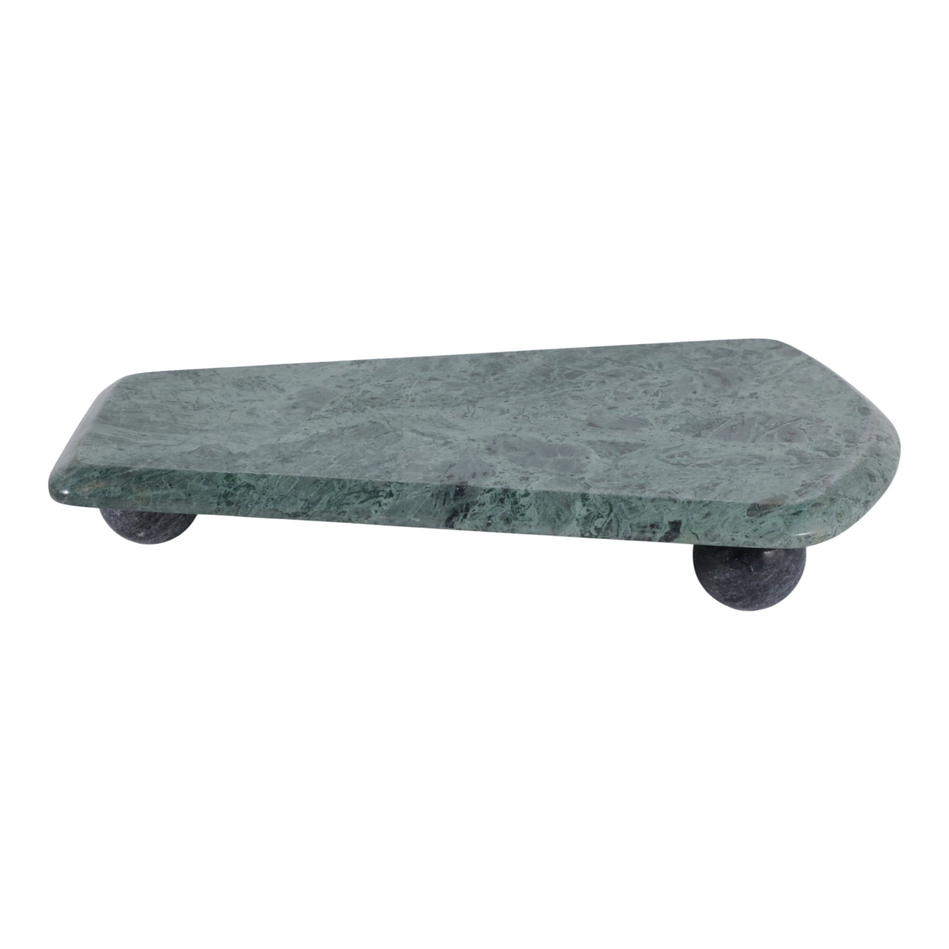 15x8" Modern Marble Tray On Ball Feet, Green/black Tray| Sagebrook Home