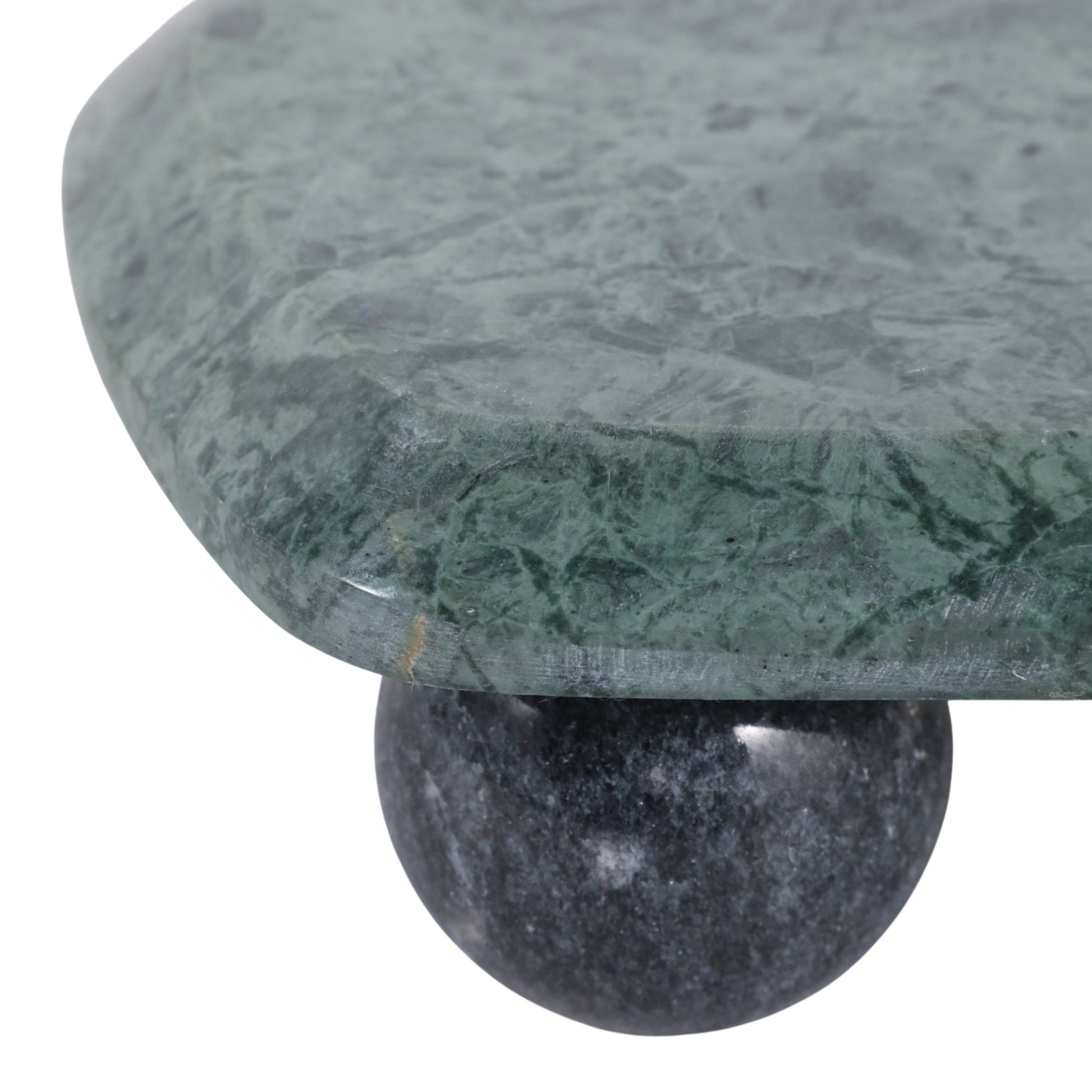 15x8" Modern Marble Tray On Ball Feet, Green/black Tray| Sagebrook Home