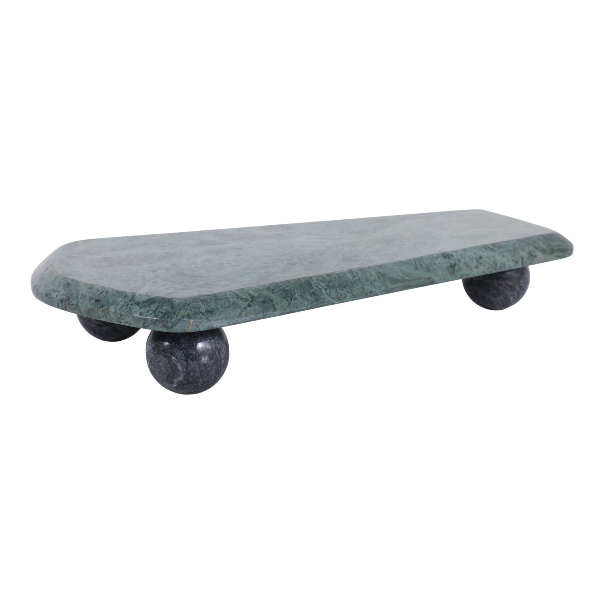 15x8" Modern Marble Tray On Ball Feet, Green/black Tray| Sagebrook Home