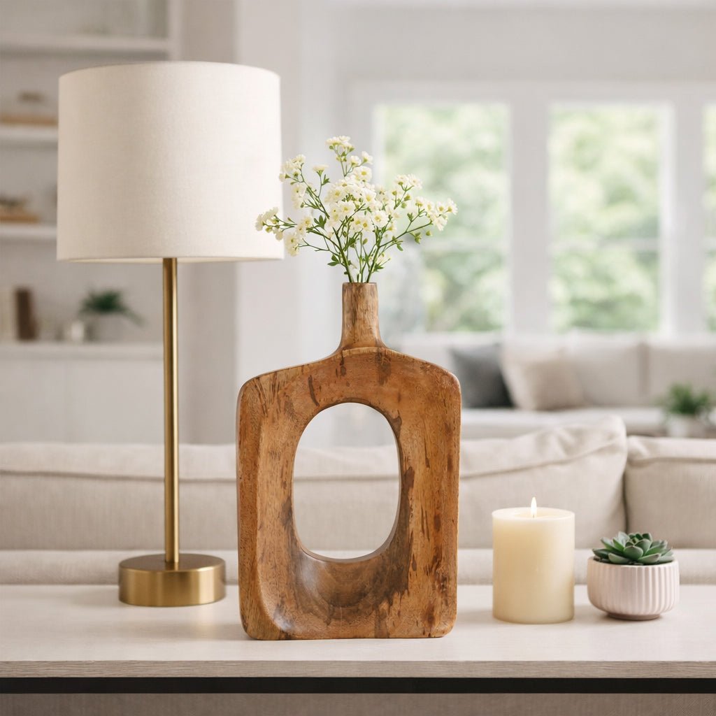 15x9" Wood Cut-out Vase, Natural Vases and Jars| Sagebrook Home