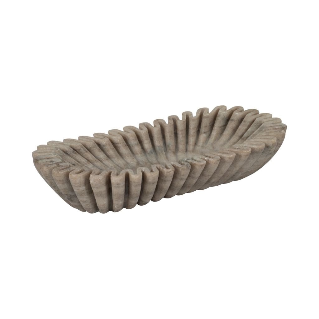 16" ARKIN WAVY MARBLE BOWL, TAN Bowl| Sagebrook Home
