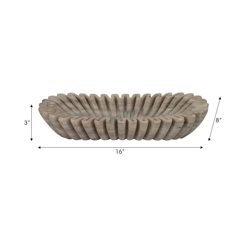16" ARKIN WAVY MARBLE BOWL, TAN Bowl| Sagebrook Home