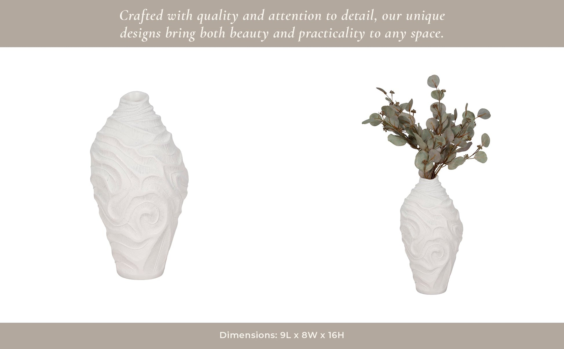 16" COASTAL CORAL VASE, WHITE Vases and Jars| Sagebrook Home