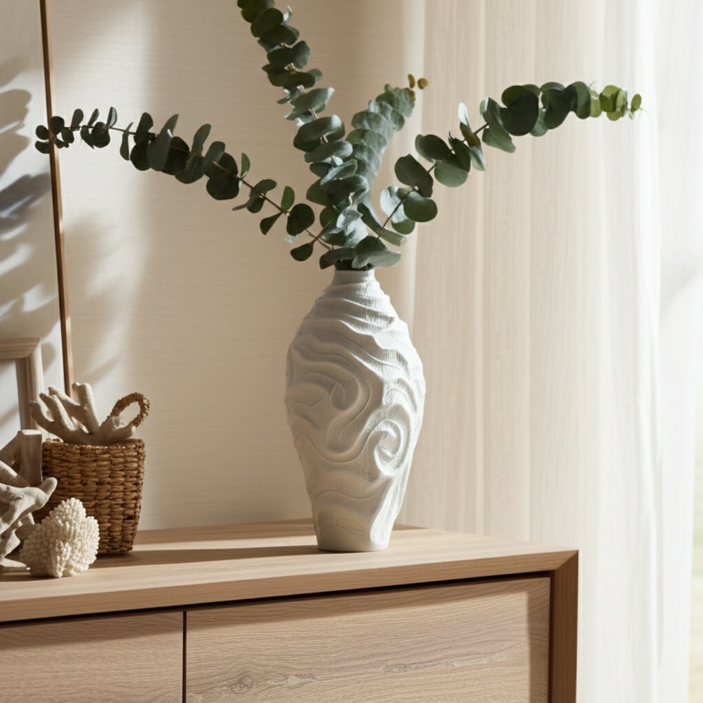 16" COASTAL CORAL VASE, WHITE Vases and Jars| Sagebrook Home