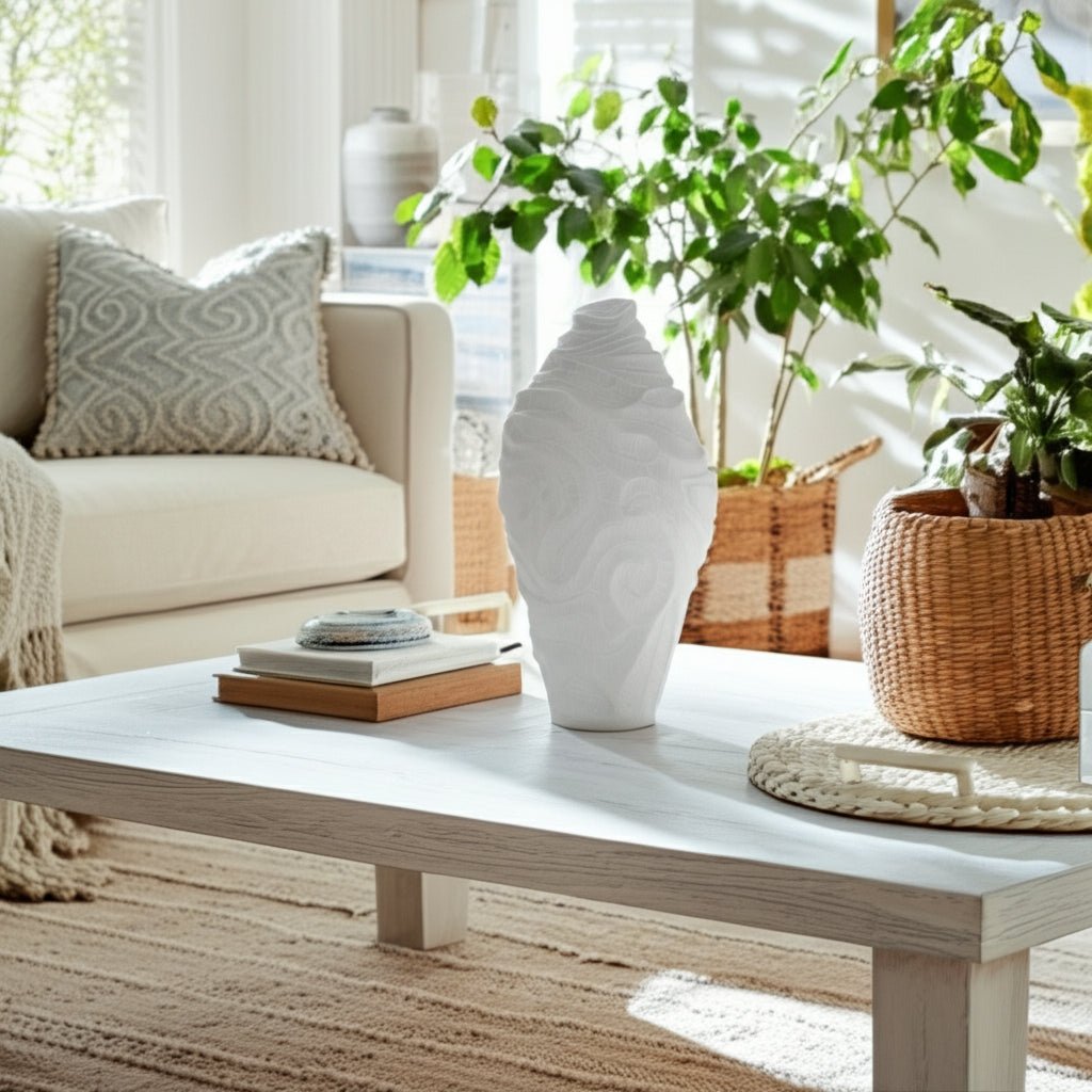 16" COASTAL CORAL VASE, WHITE Vases and Jars| Sagebrook Home