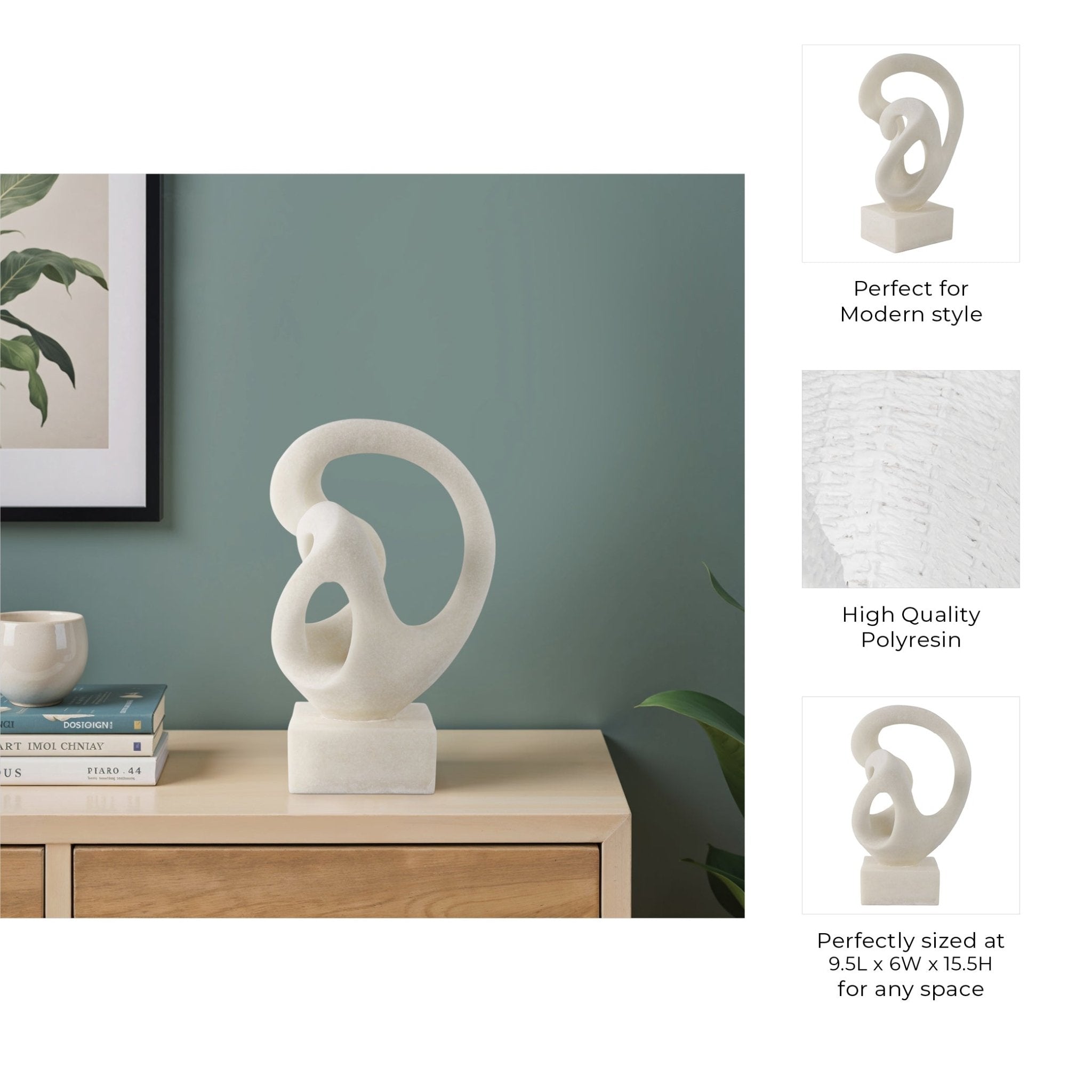 16" Cowley Quartz Resin Statuary, White Table Decors| Sagebrook Home