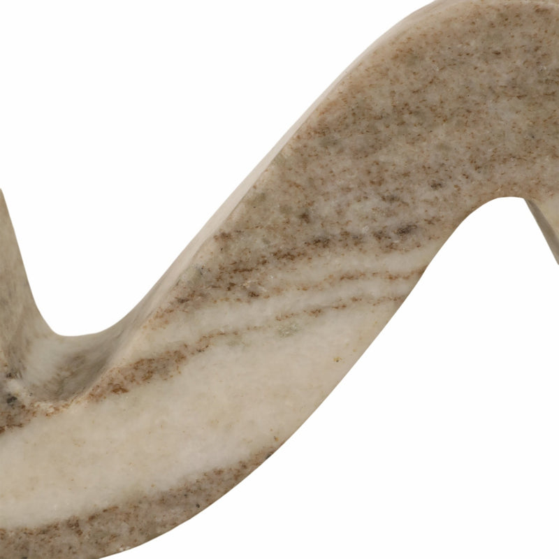 16" Curvy Marble 2 - taper Candle Holder, Beige - Al Rugaib Furniture