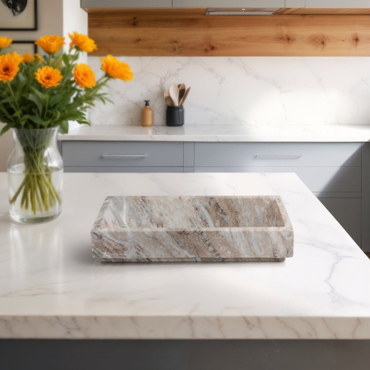 16" Dakota Marble Tray Table Decors| Sagebrook Home
