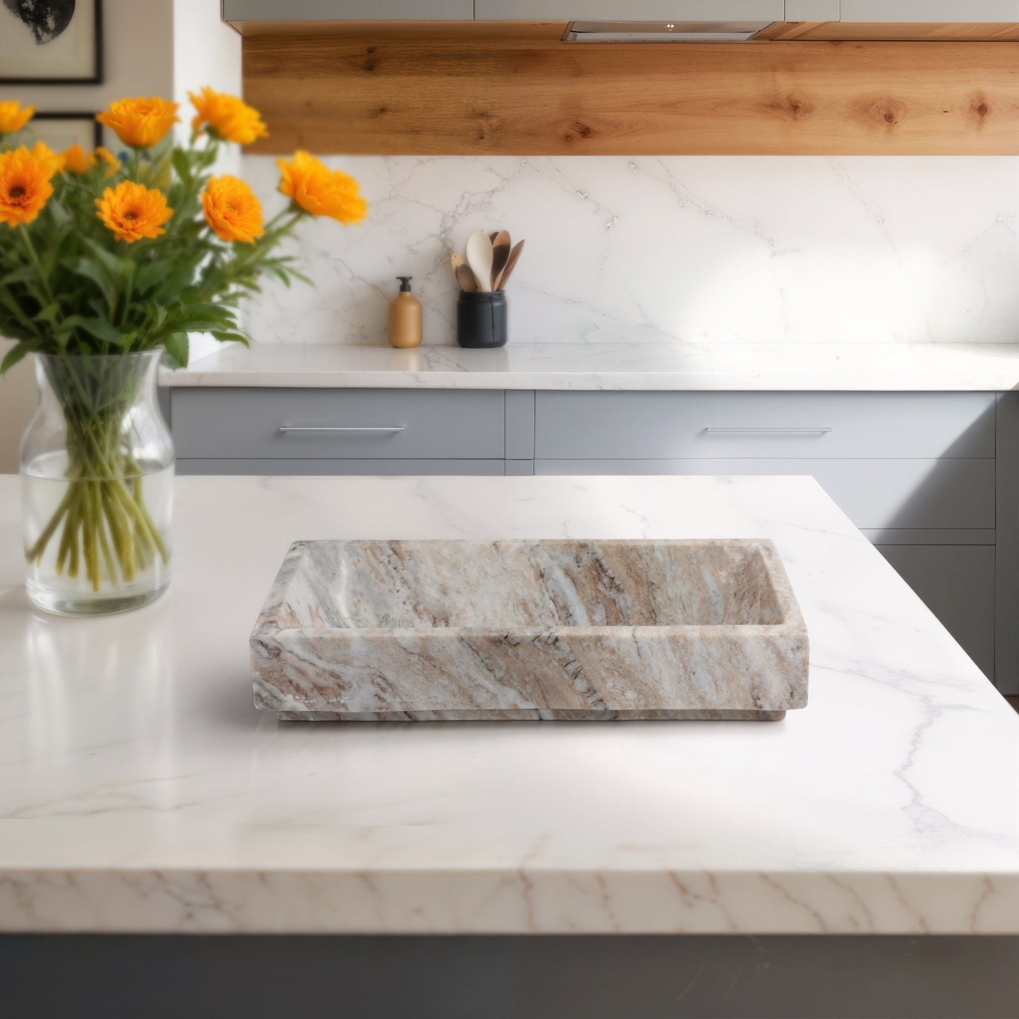 16" Dakota Marble Tray Table Decors| Sagebrook Home