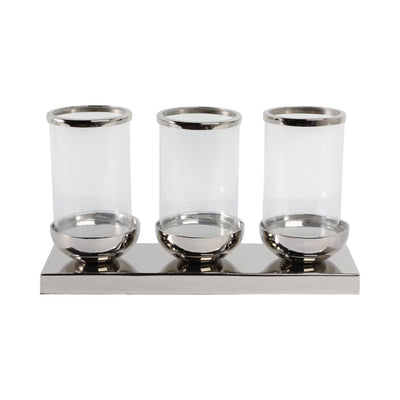 16" Edmond Silver 3 - candle Centerpiece - Al Rugaib Furniture