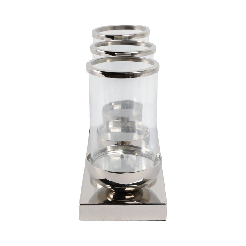 16" Edmond Silver 3 - candle Centerpiece - Al Rugaib Furniture