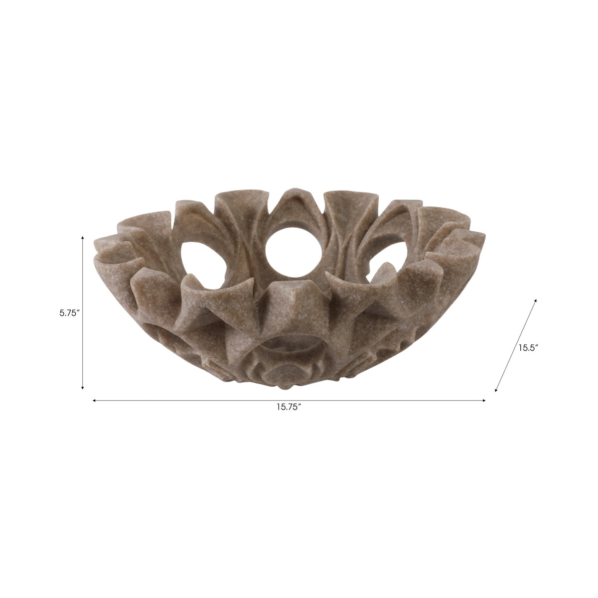 16" Flowood Brown Quartz Resin Bowl Table Decors| Sagebrook Home