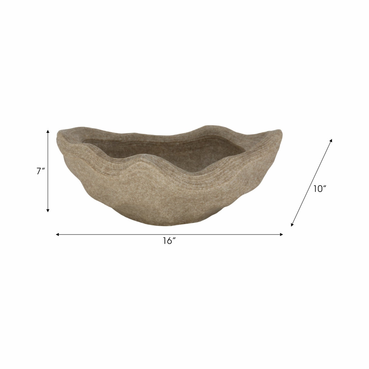 16" Flowood Brown Quartz Resin Bowl Table Decors| Sagebrook Home