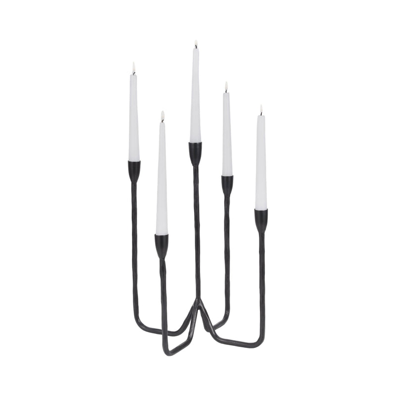 16" Forged 5 - taper Candle Holder, Black - Al Rugaib Furniture
