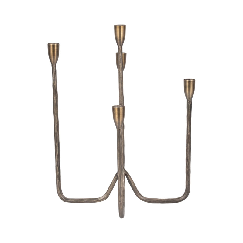 16" Forged 5 - taper Candle Holder, Bronze - Al Rugaib Furniture