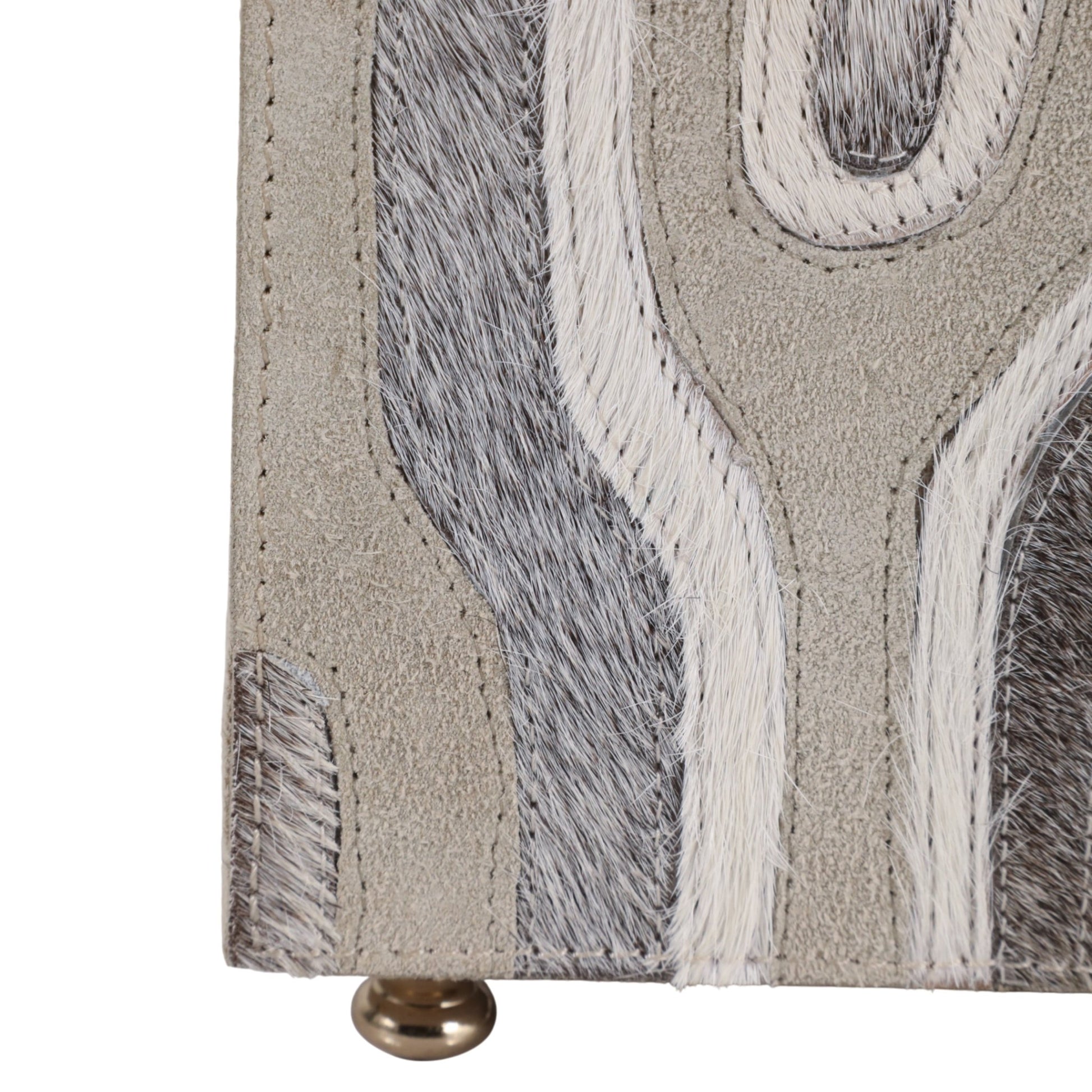 16" Glenmont Crm/grey Suede And Hide Leather Box Box| Sagebrook Home