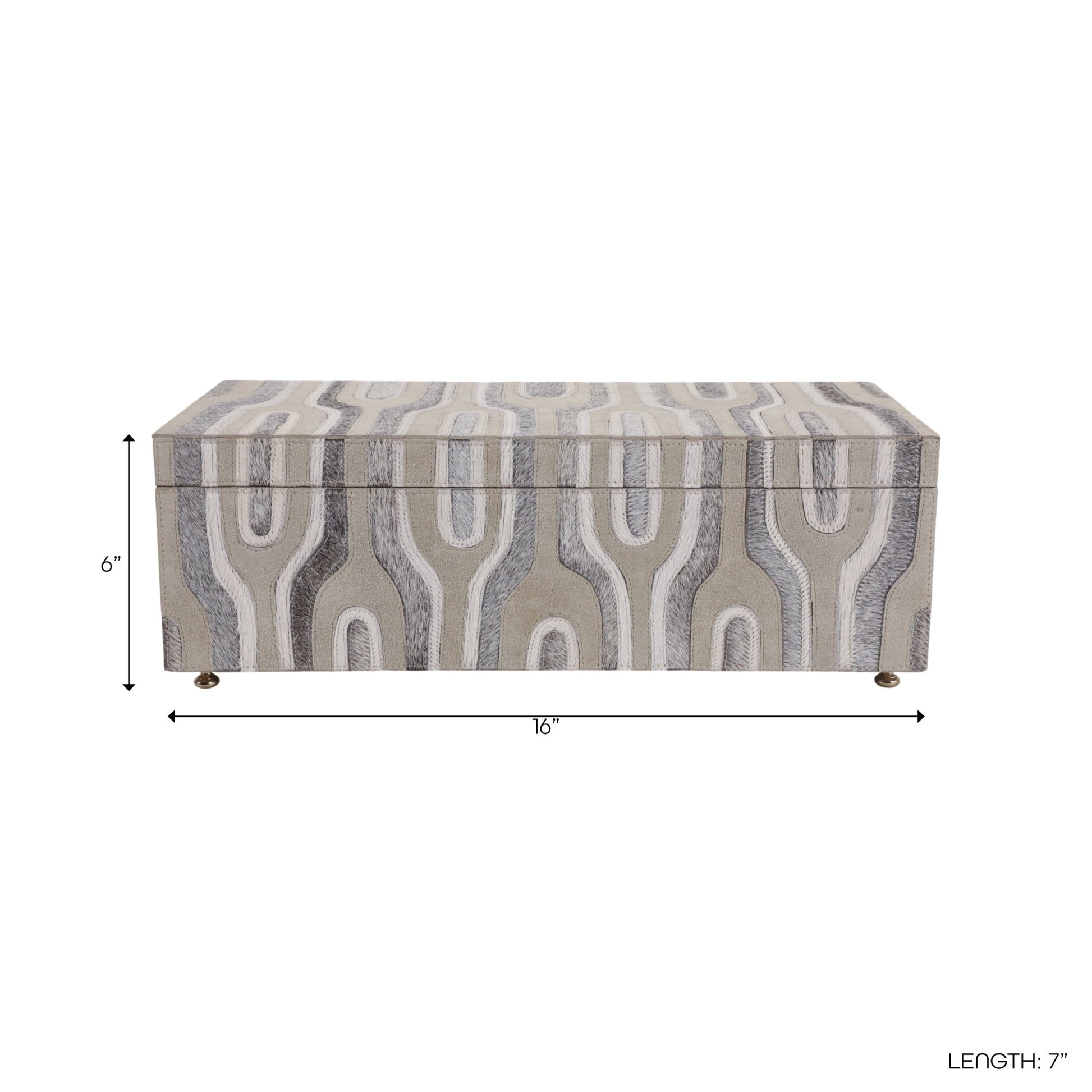 16" Glenmont Crm/grey Suede And Hide Leather Box Box| Sagebrook Home