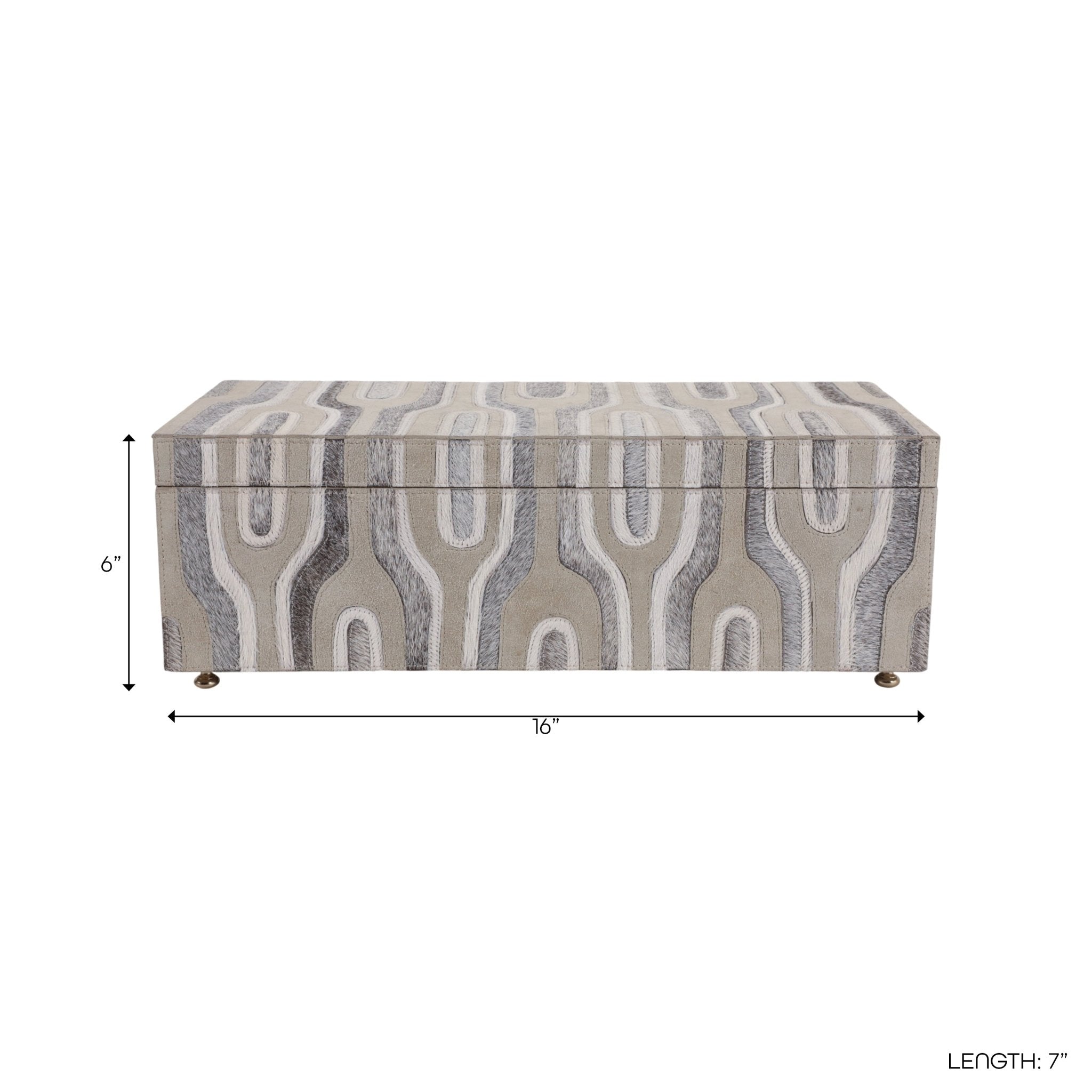 16" Glenmont Crm/grey Suede And Hide Leather Box Box| Sagebrook Home