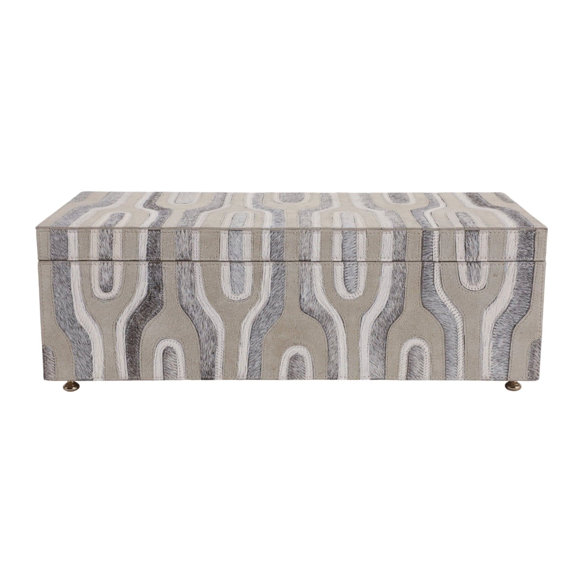 16" Glenmont Crm/grey Suede And Hide Leather Box Box| Sagebrook Home