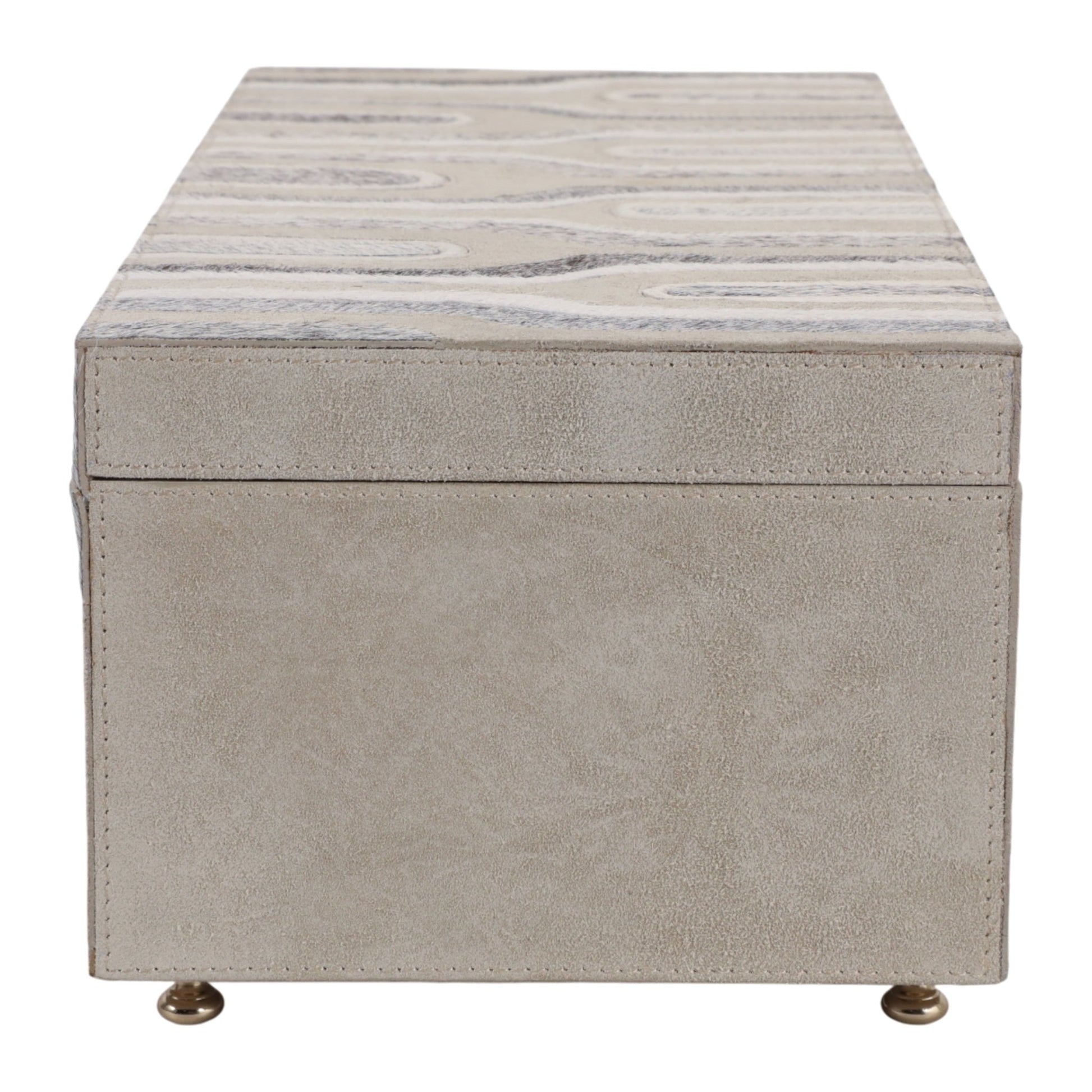 16" Glenmont Crm/grey Suede And Hide Leather Box Box| Sagebrook Home