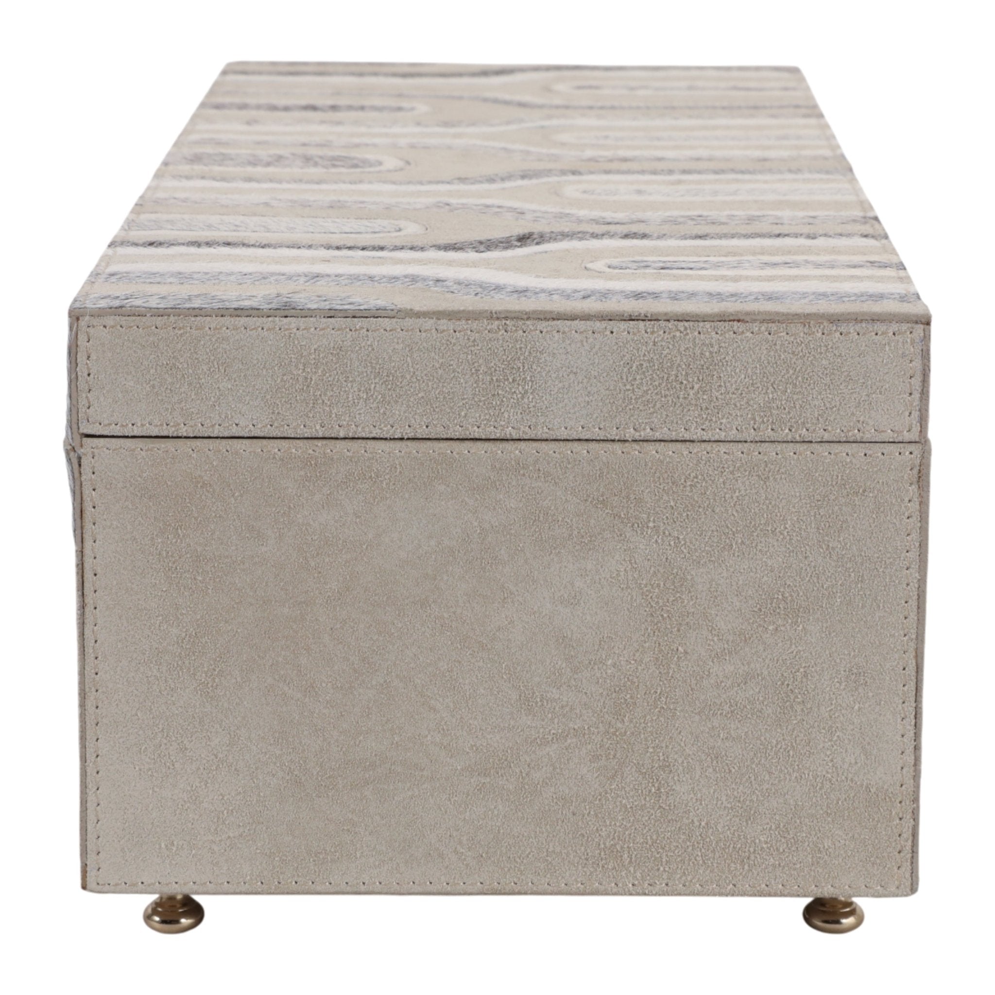 16" Glenmont Crm/grey Suede And Hide Leather Box Box| Sagebrook Home