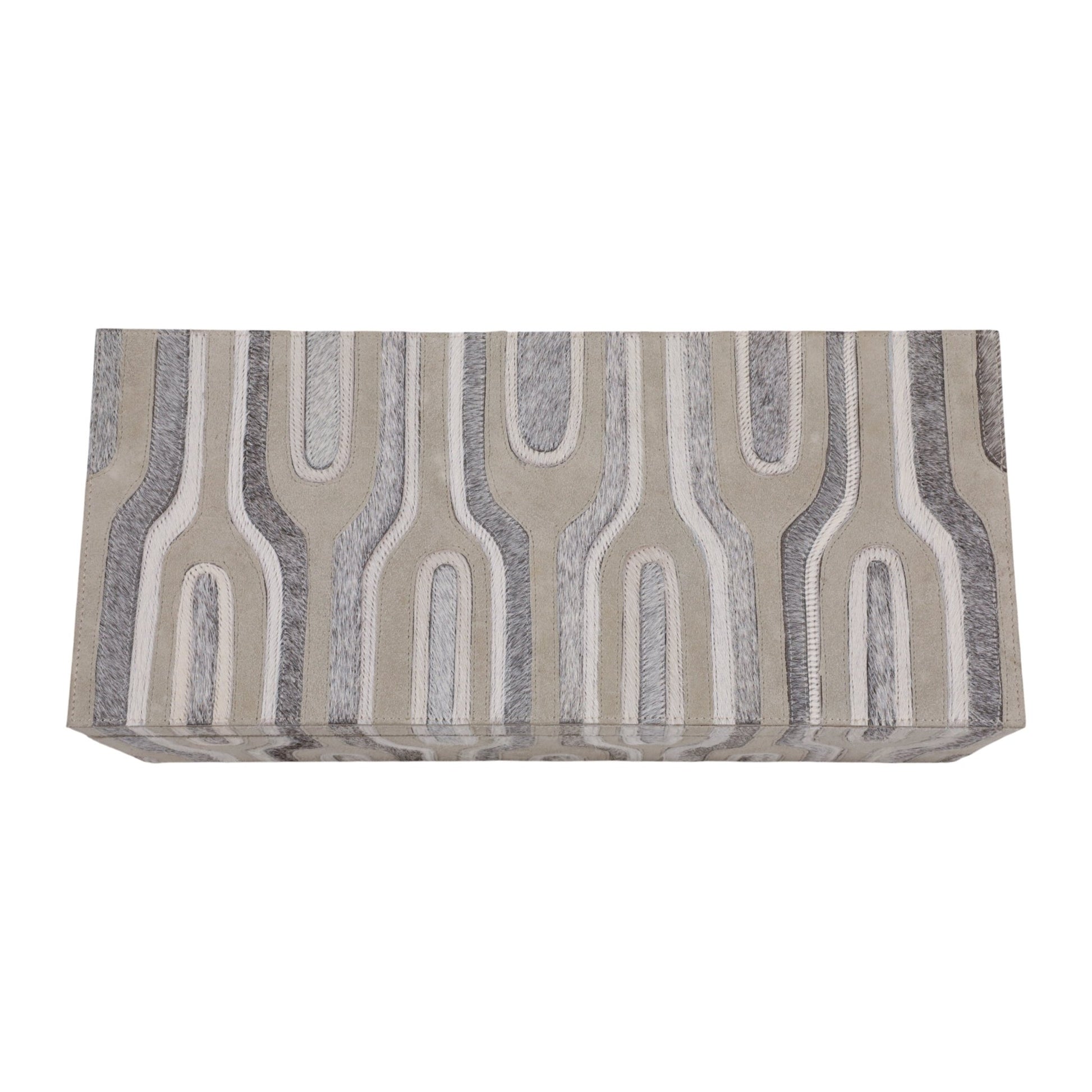16" Glenmont Crm/grey Suede And Hide Leather Box Box| Sagebrook Home
