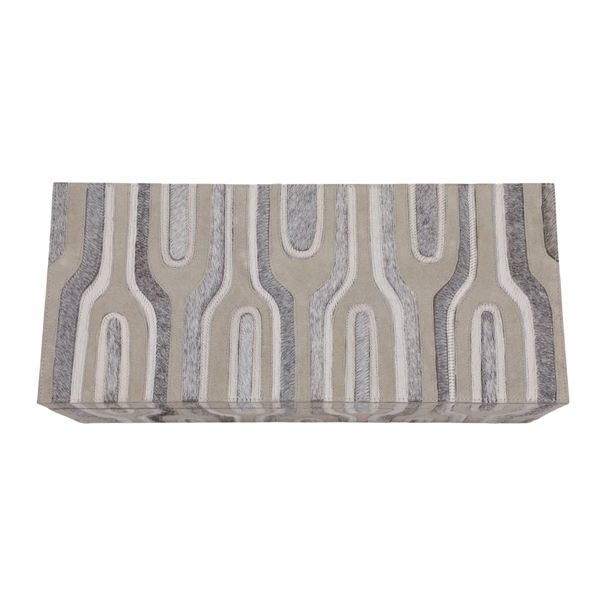 16" Glenmont Crm/grey Suede And Hide Leather Box Box| Sagebrook Home