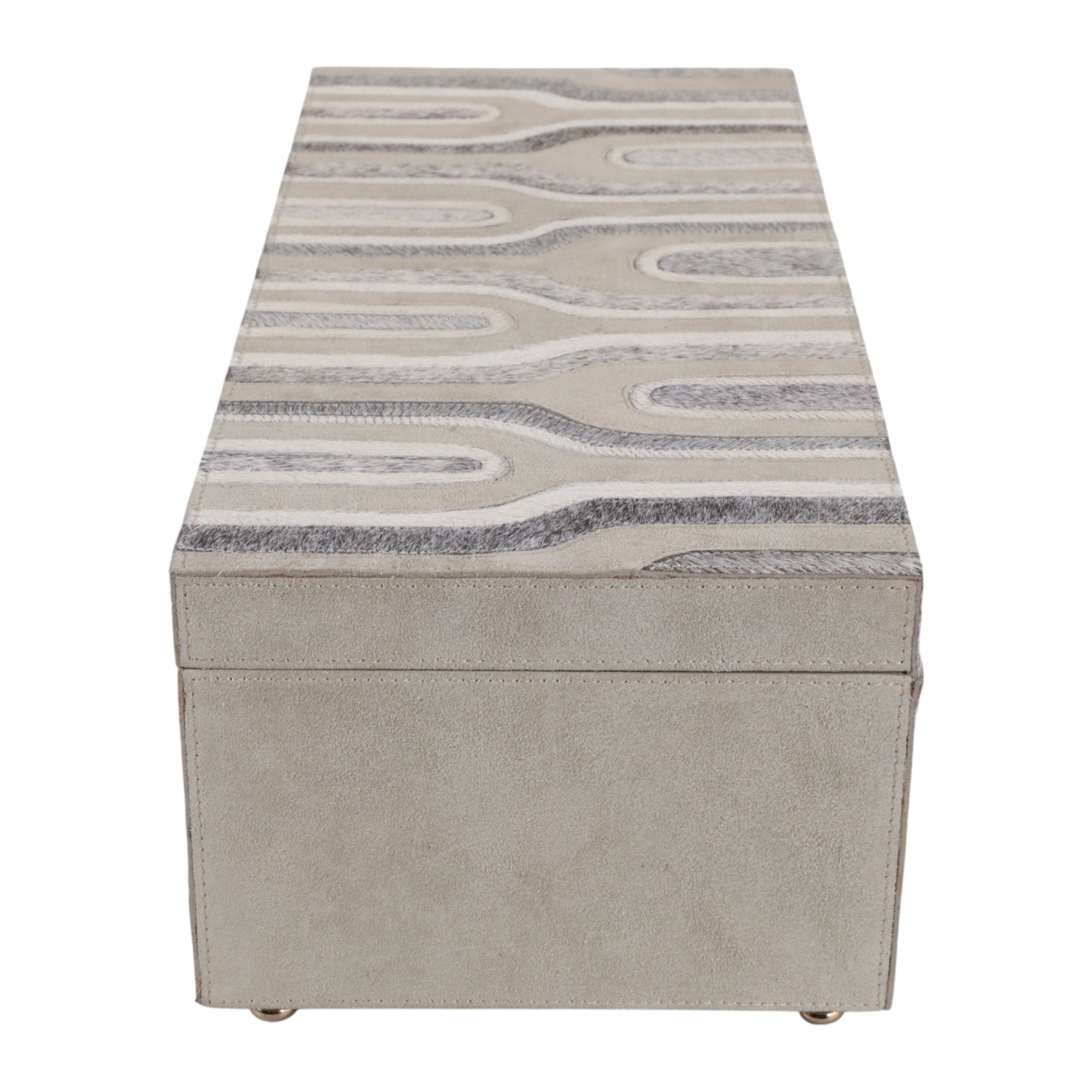 16" Glenmont Crm/grey Suede And Hide Leather Box Box| Sagebrook Home
