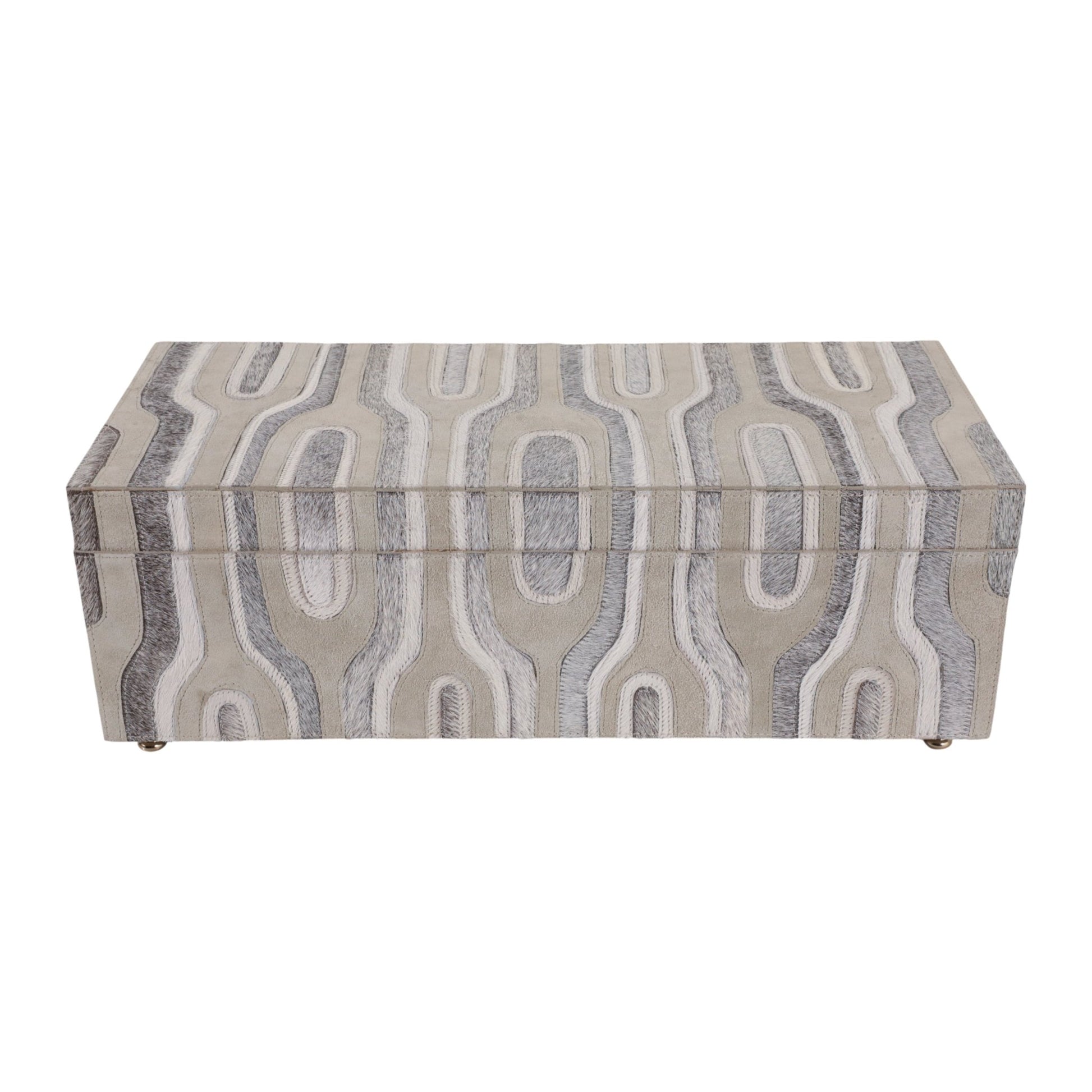 16" Glenmont Crm/grey Suede And Hide Leather Box Box| Sagebrook Home