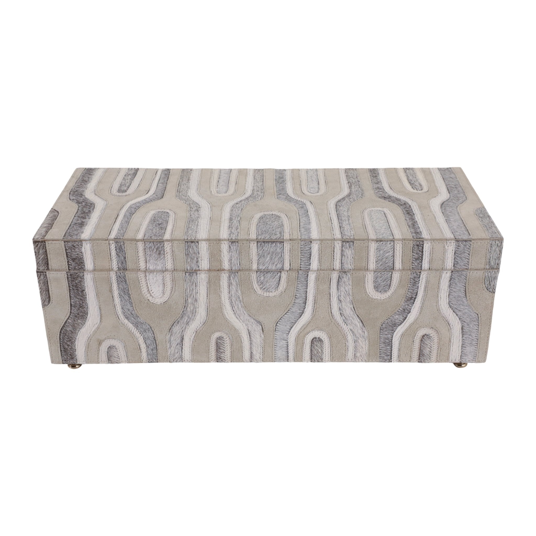 16" Glenmont Crm/grey Suede And Hide Leather Box Box| Sagebrook Home