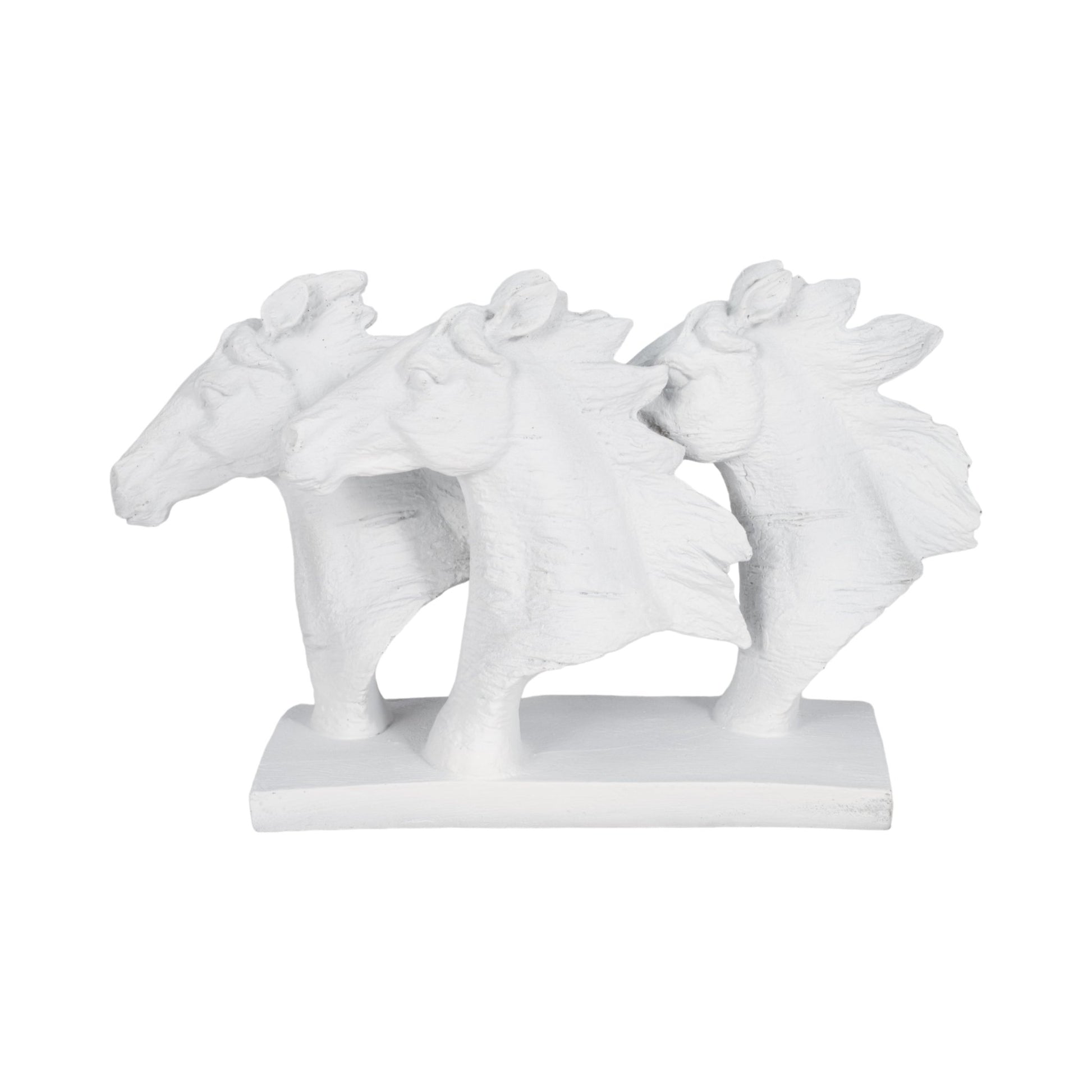 16" Horse Heads Sculpture Rough Texture, White Table Decors| Sagebrook Home